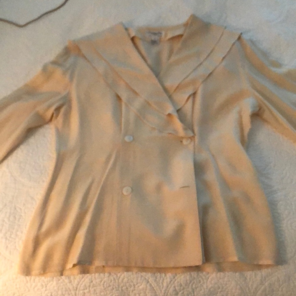 CHRISTIAN DIOR silk blouse w/ double shawl collar